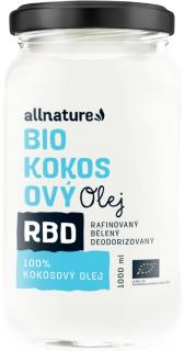 Allnature Kokosový olej RBD BIO, bez vône, 1000 ml