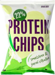 BIG BOY Proteínové chipsy s príchuťou jarnej cibuľky a smotany, 50 g