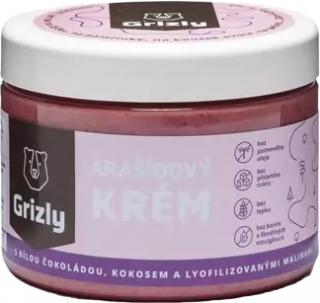 GRIZLY Arašidový krém s bielou čokoládou, kokosom a malinami, 500 g