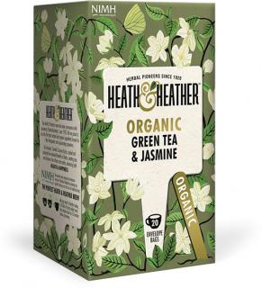 Heath & Heather Organic Green Tea and Jasmine, BIO Zelený čaj s jazmínom, 20 vrecúšok