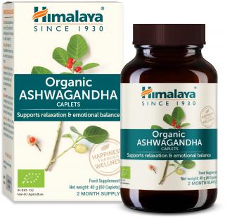 Himalaya Organic Ashwagandha, BIO kombinácia koreňa a extraktu, 670 mg, 60 tabliet