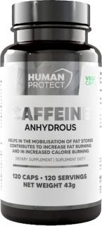 Human Protect Caffeine Anhydrous, Kofeín, 200 mg, 120 rastlinných kapsúl