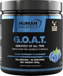 Human Protect G.O.A.T. Pre-workout, Modrá malina, 390 g
