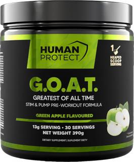 Human Protect G.O.A.T. Pre-workout, Zelené jablko, 390 g