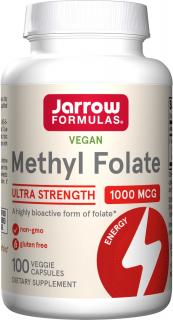 Jarrow Methyl Folate, Metylfolát - Kyselina listová, 1000 ug, 100 rastlinných kapsúl