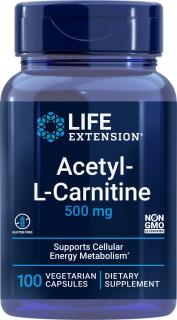 Life Extension Acetyl-L-Carnitine, 500 mg, 100 rastlinných kapsúl