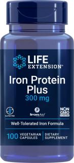 Life Extension Iron Protein Plus, Železo, 300 mg, 100 rastlinných kapsúl