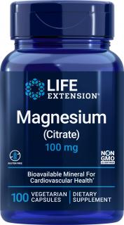 Life Extension Magnesium Citrate, Citrát horečnatý, 100 mg, 100 rastlinných kapsúl