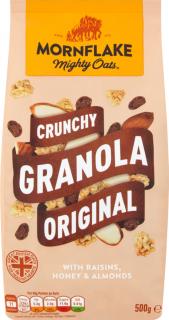 Mornflake Crunchy Granola Original, Chrumkavá granola s hrozienkami, mandľami a medom, 500 g