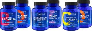 NATIOS Absolute Health balíček 6 produktů - Hořčík, Vitamíny B, C a D3 + K2, Omega 3 a Zinek
