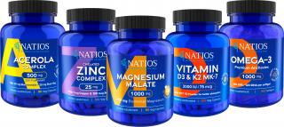 NATIOS Advanced Health balíček 5 produktů - Hořčík, Vitamín D3 + K2, Vitamin C, Omega 3 a Zinek