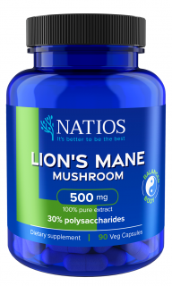 NATIOS Lion's Mane Extract, 500 mg, 30% polysaccharides, 90 vegánskych kapsúl