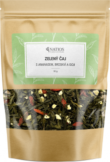 NATIOS Zelený čaj s ananásom, broskýň a goji, Sypaný, 50 g