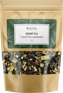 NATIOS Zelený listový čaj s eukalyptom a rebarborou, Sypaný, 50 g