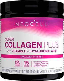 Neocell Super Collagen Plus, Kolagén s Vitamínom C a Kyselinou hyalurónovou, 195 g