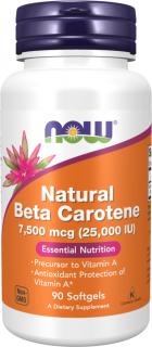NOW FOODS Beta Carotene Natural, Vitamin A, 25000 IU, 90 softgélových kapsúl