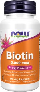 NOW FOODS Biotin, 5000 ug, 60 rastlinných kapsúl