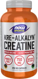 NOW FOODS Creatine Kre-Alkalyn, 750 mg, 240 rastlinných kapsúl