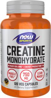 NOW FOODS Creatine Monohydrate, 750 mg, 120 rastlinných kapsúl