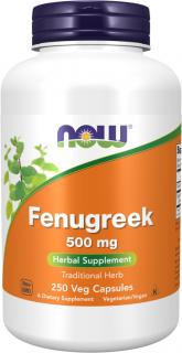 NOW FOODS Fenugreek Seed, Senovka grécka, 500 mg, 250 rastlinných kapsúl