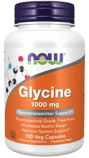 NOW FOODS Glycine, 1000 mg, 100 rastlinných kapsúl