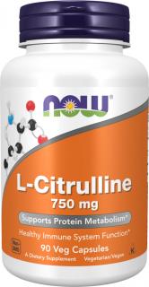 NOW FOODS L-Citrulline, 750 mg, 90 rastlinných kapsúl