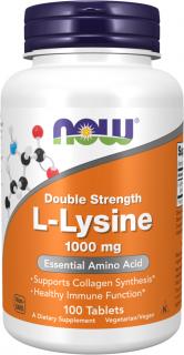 NOW FOODS L-Lysine Double Strength, 1000 mg, 100 tabliet