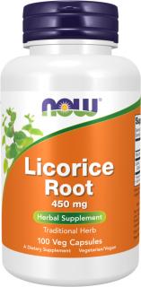 NOW FOODS Licorice Root, Koreň sladkého drievka, 450 mg, 100 rastlinných kapsúl