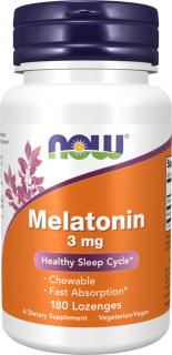 NOW FOODS Melatonin, 3 mg, 180 žuvacích pastiliek