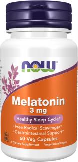 NOW FOODS Melatonin, 3 mg, 60 kapsúl