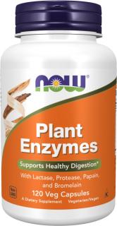 NOW FOODS Plant Enzymes, tráviace rastlinné enzýmy, 120 rastlinných kapsúl