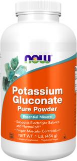 NOW Foods Potassium Gluconate Pure Powder, Draslík, 454 g