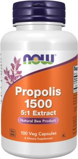 NOW FOODS Propolis 1500, Včelí propolis, 5:1 extrakt, 100 rastlinných kapsúl