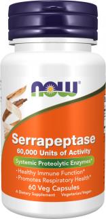 NOW Foods Serrapeptáza, 60 000 IU, 60 rastlinných kapsúl
