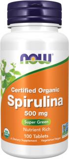 NOW FOODS Spirulina Organic, 500 mg, 100 tabliet
