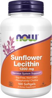 NOW FOODS Sunflower Lecithin, Slnečnicový lecitín, 1200 mg, 100 Softgel kapsúl
