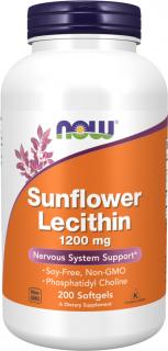 NOW FOODS Sunflower Lecithin, Slnečnicový lecitín, 1200 mg, 200 Softgel kapsúl