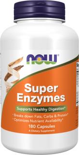 NOW FOODS Super Enzymes, tráviace enzýmy, 180 kapsúl