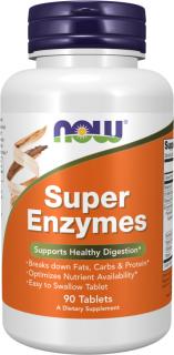 NOW FOODS Super Enzymes, tráviace enzýmy, 90 tabliet