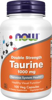 NOW FOODS Taurine, Double Strength, 1000 mg, 100 rastlinných kapsúl