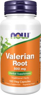 NOW FOODS Valerian Root (Koreň valeriány lekárskej), 500 mg, 100 rastlinných kapsúl