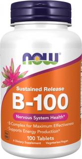 NOW FOODS Vitamín B-100 s postupným uvoľňovaním, 100 tabliet