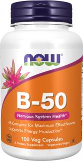 NOW FOODS Vitamin B-50 Complex, 100 rastlinných kapsúl