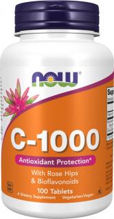 NOW FOODS Vitamín C-1000 s ružou šípovou a citrusovými bioflavonoidmi, 100 tabliet