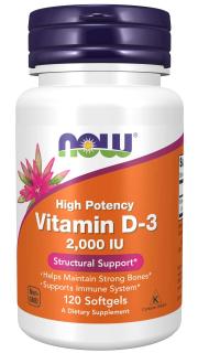 NOW FOODS Vitamin D3, 2000 IU, 120 softgel kapsúl