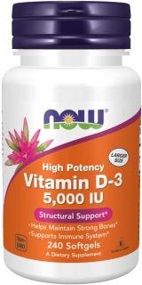 NOW FOODS Vitamin D3, 5000 IU, 240 softgel kapsúl