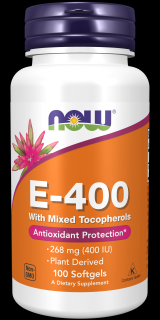 NOW FOODS Vitamin E-400 Natural Zmes tokoferolov, 100 softgel kapsúl