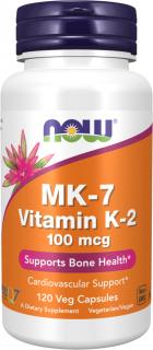 NOW FOODS Vitamin K2 ako MK-7, 100 mcg, 120 rastlinných kapsúl