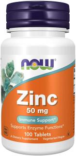 NOW FOODS Zinc Gluconate, Zinok, 50 mg, 100 tabliet