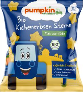 Pumpkin Organics BIO Fúkané cícerové hviezdičky - Kukurica a tekvica, 12. mesiac, 20 g